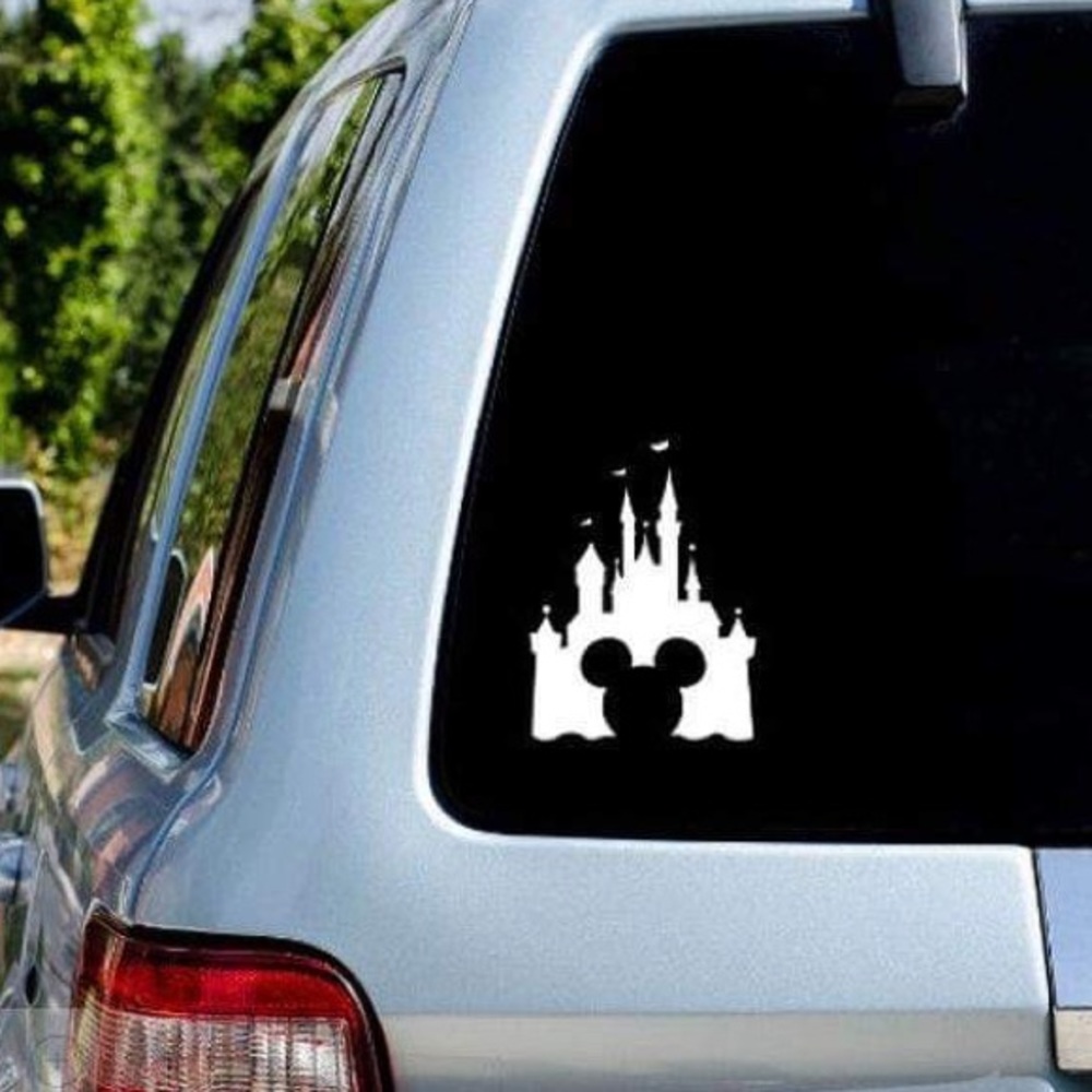 White Disney Castle Mickey Mouse Ears Decal